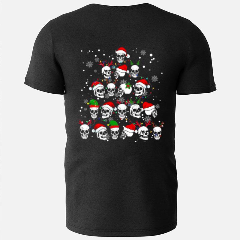 Skull Santa Elf Reindeer On Christmas Tree Sweater T-Shirts