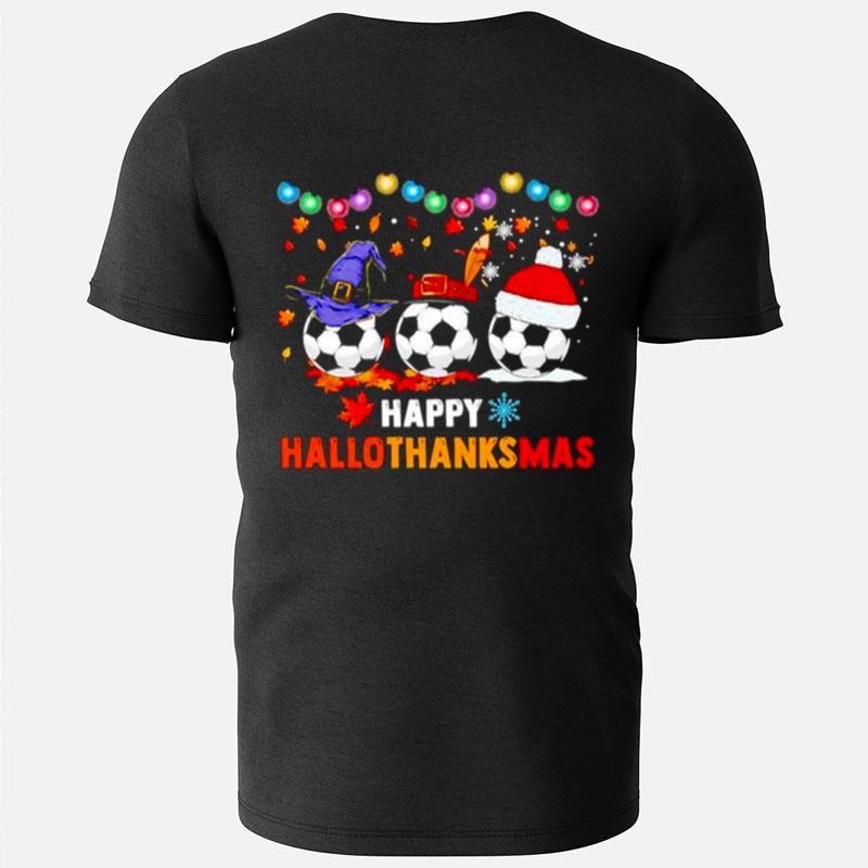 Soccer Happy Hallothanksmas Maple Snowflake T-Shirts
