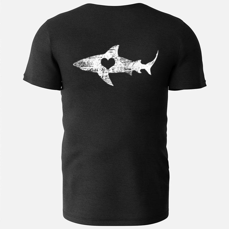 Vintage Shark Silhouette Hammerhead Shark Tiger Shark Heart T-Shirts