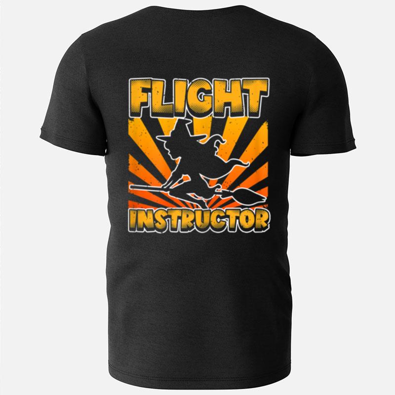 Witch Flight Instructor Funny Halloween Women Design T-Shirts