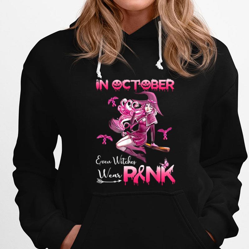 Witches In October We Wear Pink Autumn Fall Breast Cancer T-Shirts
