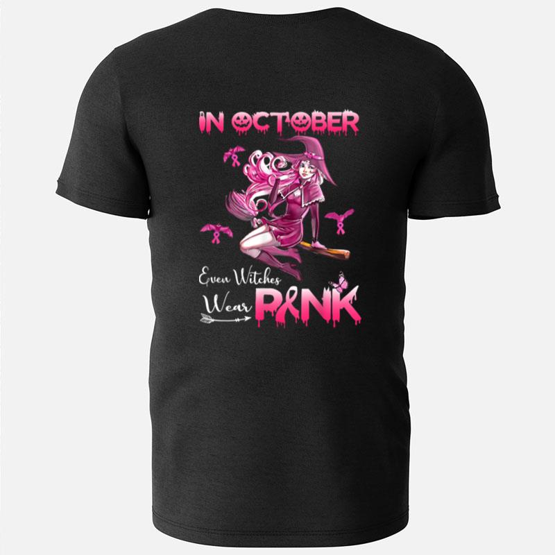 Witches In October We Wear Pink Autumn Fall Breast Cancer T-Shirts
