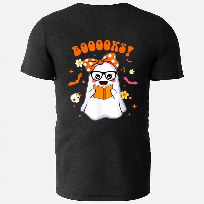 Booooks Ghost Boo Read Books Library Teacher Halloween Cute T-Shirts