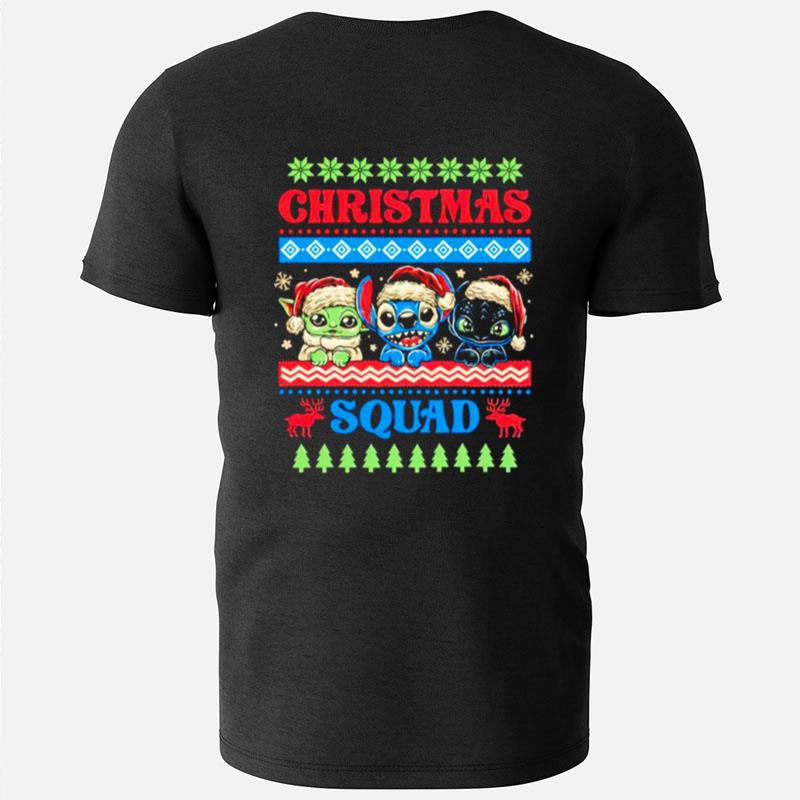 Christmas Squad Baby Yoda Stitch And Toothless T-Shirts