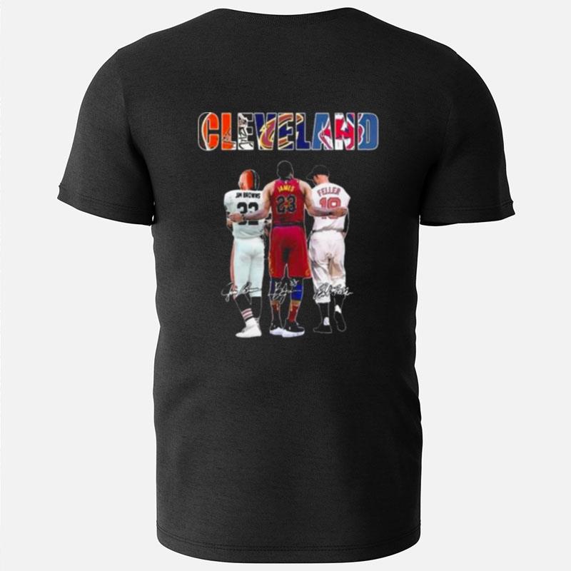 Cleveland Sport Jum Bowns James And Feller Signatures T-Shirts