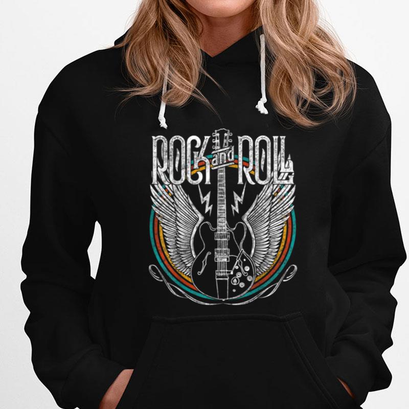 Distressed Vintage Retro 80S Rock & Roll Music Guitar Wings T-Shirts