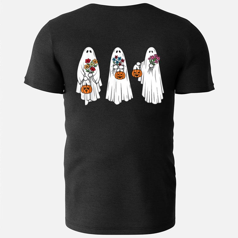 Groovy Vintage Floral Ghost Cute Halloween Spooky Season T-Shirts
