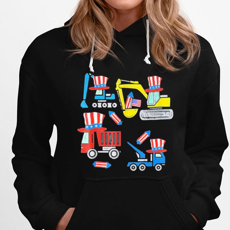 Happy 4Th Of July Crane Truck Construction T-Shirts