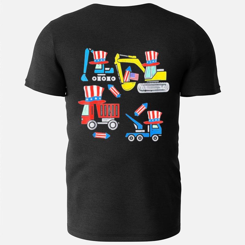 Happy 4Th Of July Crane Truck Construction T-Shirts