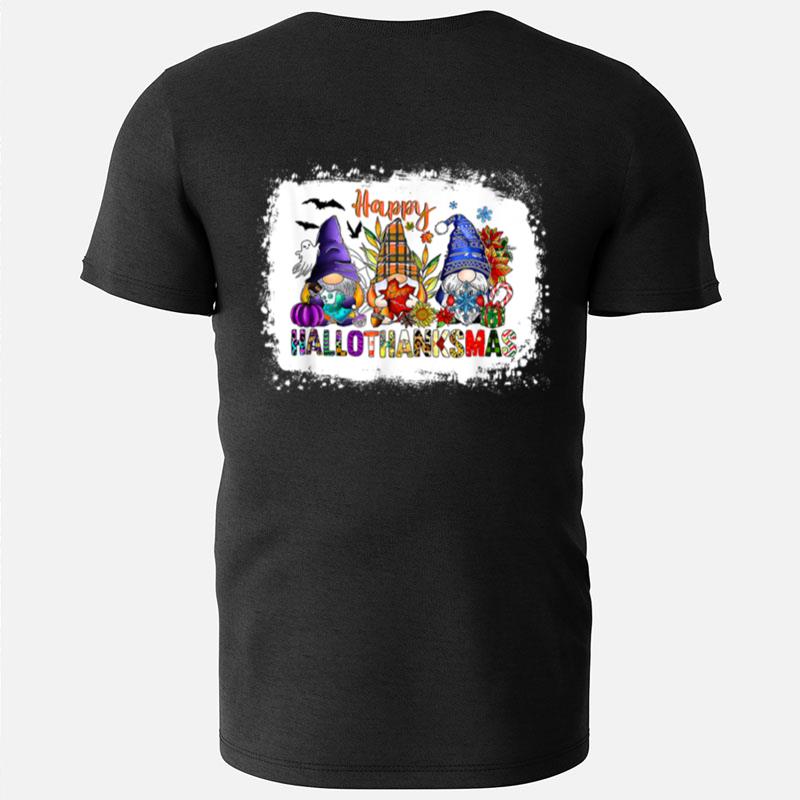 Happy Hallothanksmas Gnomes Halloween Thanksgiving Christmas T-Shirts