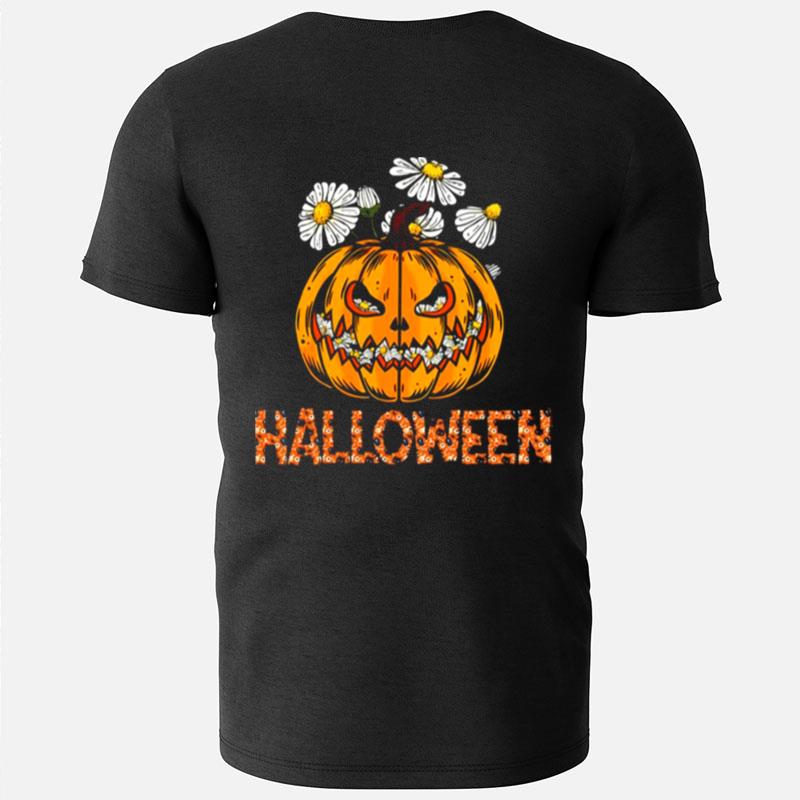 Happy Halloween Pumpkin And Flower T-Shirts