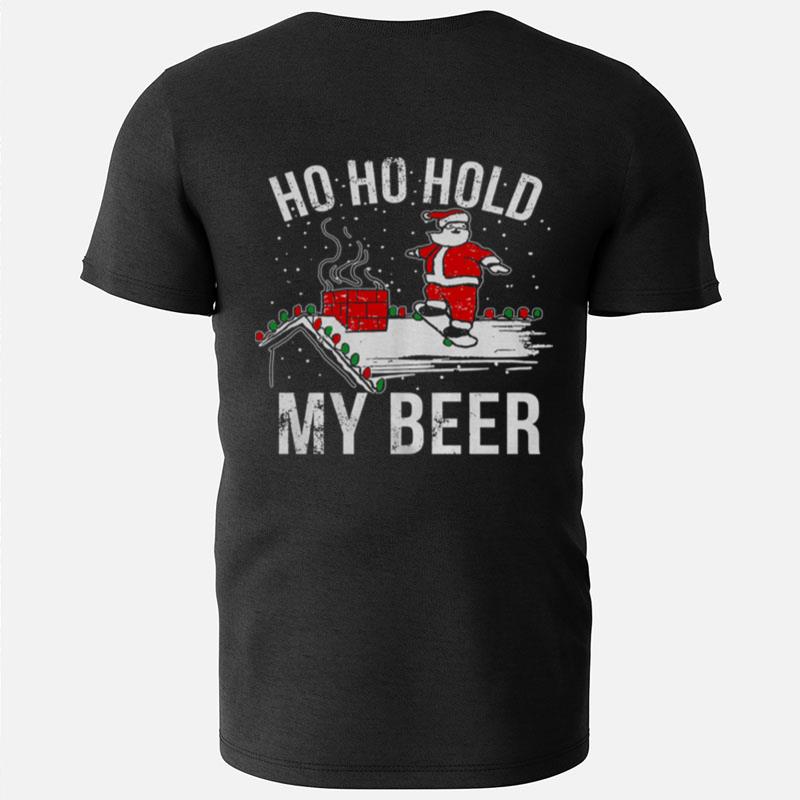 Ho Ho Hold My Beer Santa Funny Inspired Santa Hat Party T-Shirts