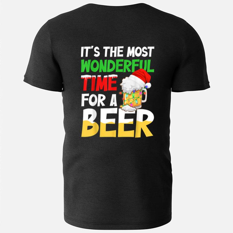 It's The Most Wonderful Xmas Time For A Beer Santa Christmas T-Shirts