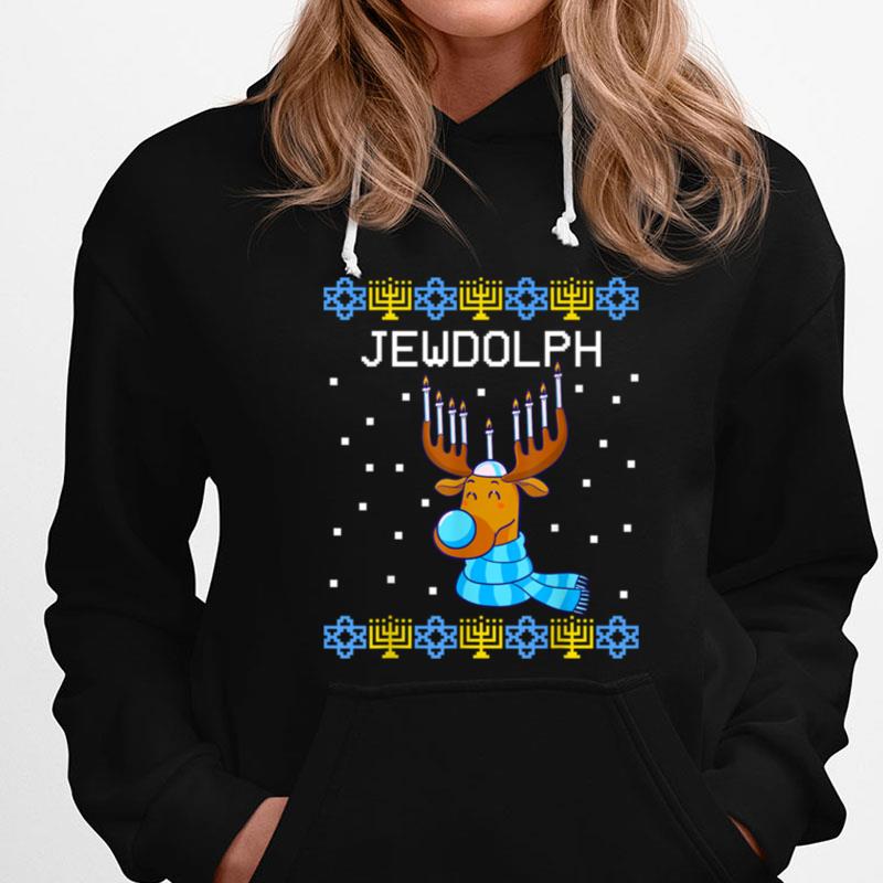 Jewdolph Ugly Hanukkah Sweater Reindeer Menorah Chanukah T-Shirts