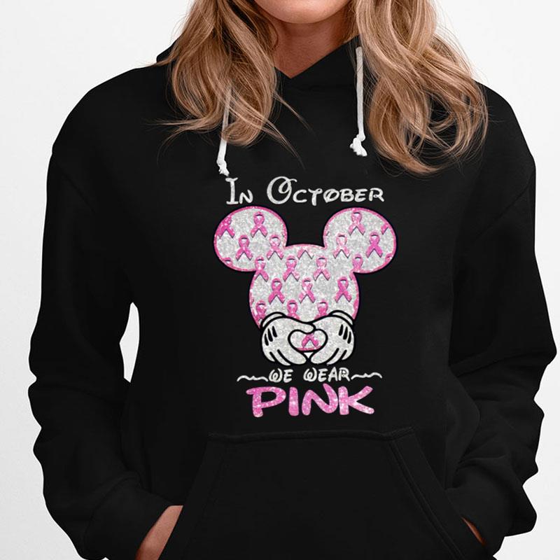 Mickey Mouse In October We Wear Pink Diamond T-Shirts