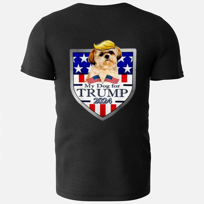 My Dog For Trump 2024 Shih Tzu Dog American Flag T-Shirts