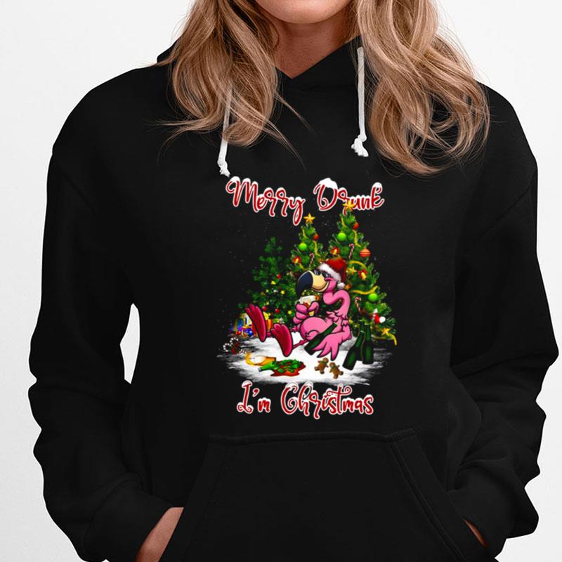 Santa Flamingo Merry Drunk I'm Christmas Tree Gift T-Shirts