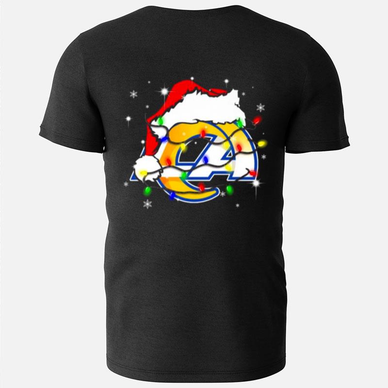 Santa Los Angeles Rams Logo Lights Christmas T-Shirts