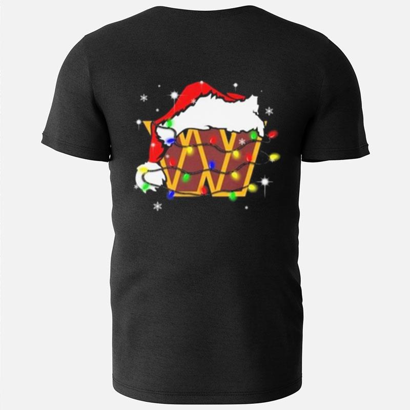 Santa Washington Commanders Logo Lights Christmas T-Shirts