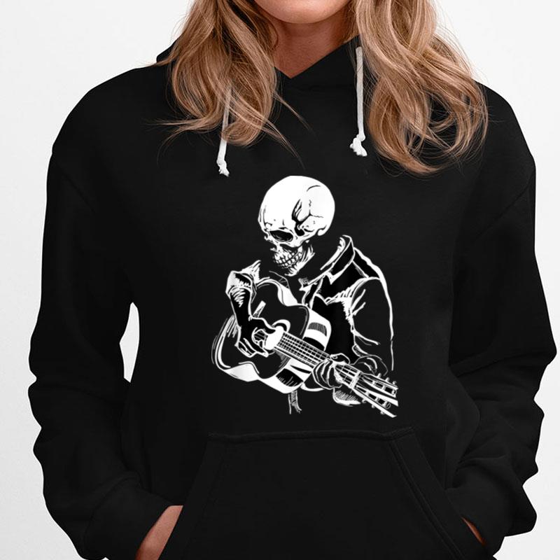 Skeleton Head Playing Acoustic Rock On His Guitar Its Music T-Shirts
