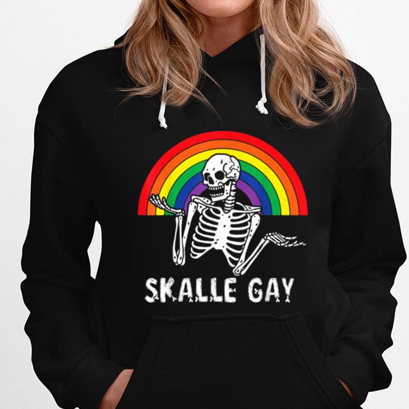 Skeleton Skalle Gay Rainbow Flag Lgbt Pride Haloween Costume T-Shirts