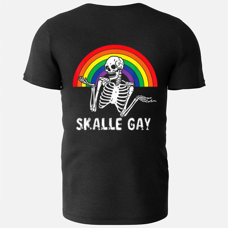 Skeleton Skalle Gay Rainbow Flag Lgbt Pride Haloween Costume T-Shirts