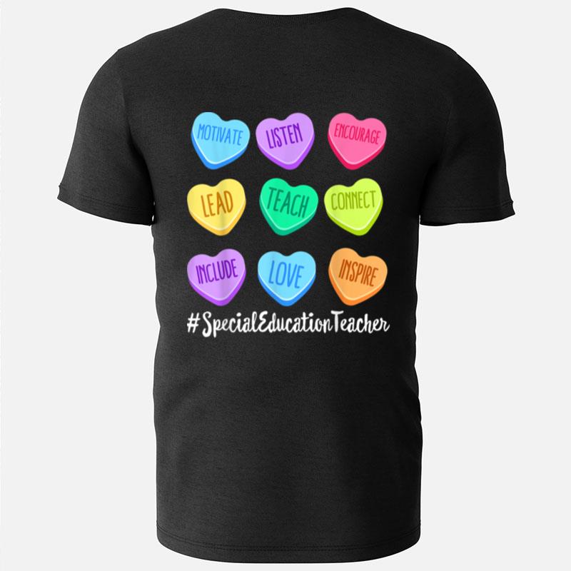 Special Education Teacher Valentine's Day Pastel Candy Heart T-Shirts