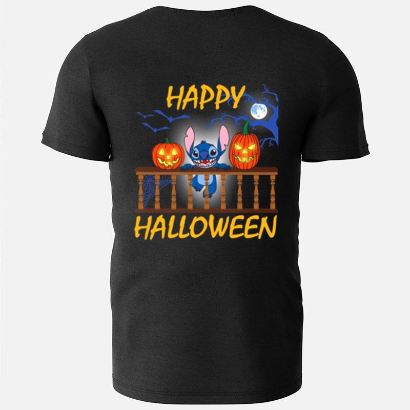 The Stitch And Pumkin Light Happy Halloween T-Shirts