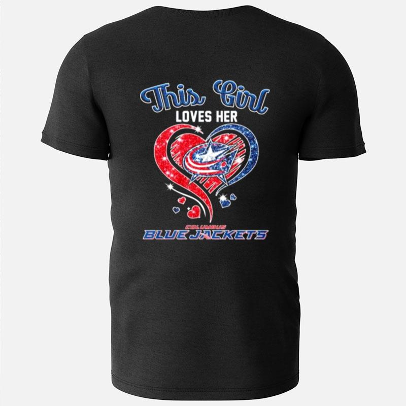 This Girl Loves Her Columbus Blue Jackets Diamond Heart T-Shirts