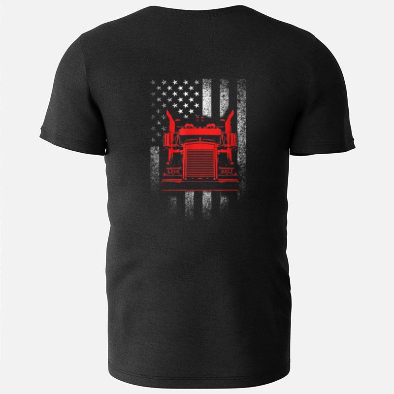 Us Trucking Us Flag With Truck T-Shirts