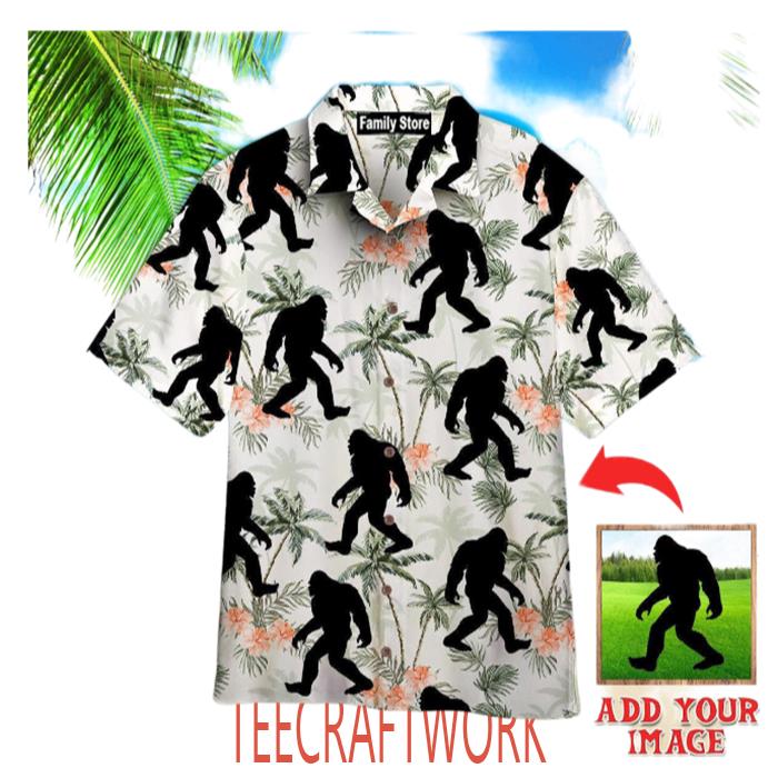 Bigfoot Coconut Tree Tropical Custom Hawaiian Shirt