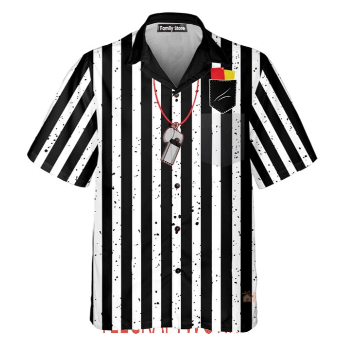 Black And White Striped Referee Uniform Printing Hawaiian Shirt