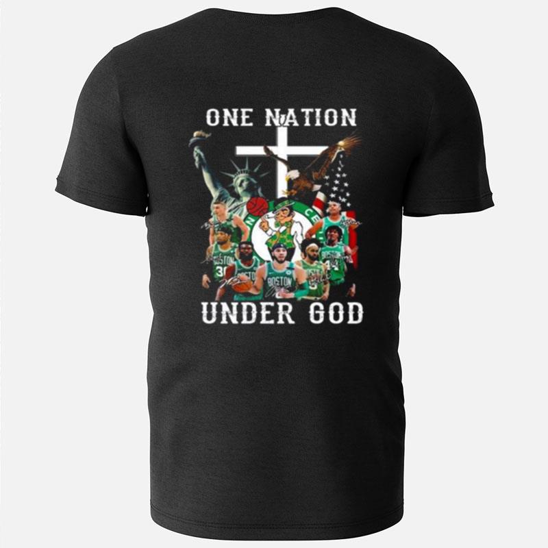 Boston Celtics One Nation Under God American Flag Signatures T-Shirts