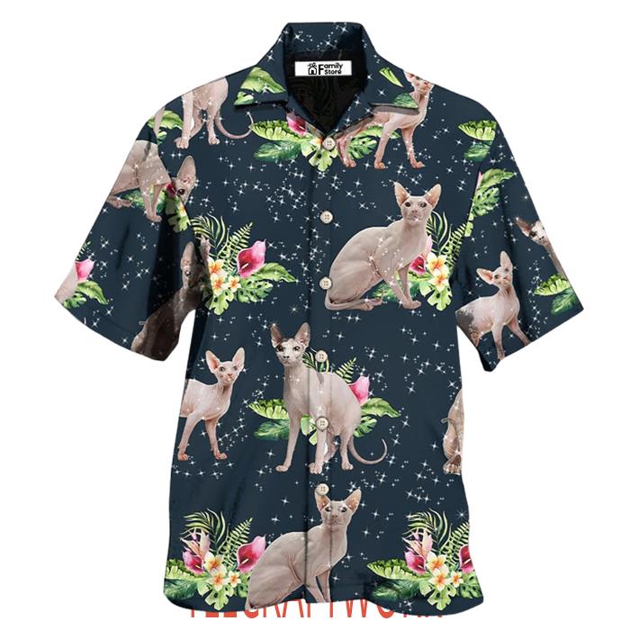 Cat Tropical Floral Sphynx Cat Hawaiian Shirt
