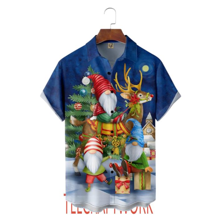 Christmas Gnome Is Riding The Reindeer Hawaiian Shirt