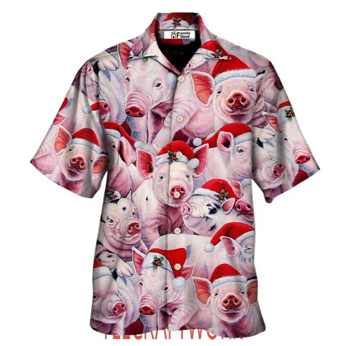 Christmas Piggies Funny Xmas Is Coming Art Style Hawaiian Shirt