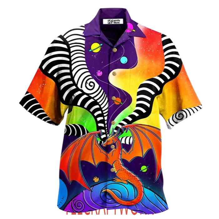 Dragon Color Galaxy Style Colorful Hawaiian Shirt