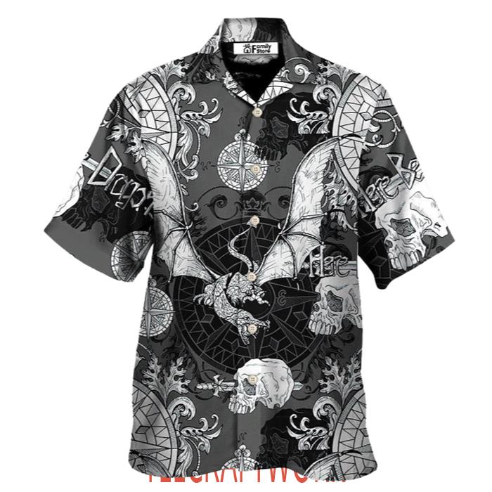 Dragon Snorting Fire Gothic Nautical Compass And Baroque Hawaiian Shirt
