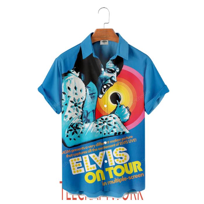 Elvis On Tour In Multiple Screen Hawaiian Shirt