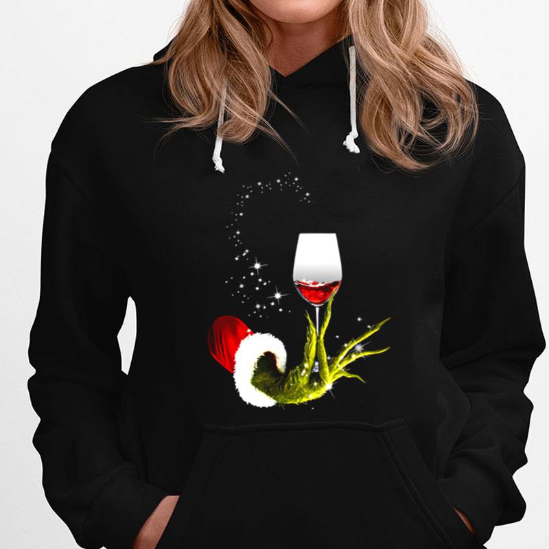 Grinch Hand Holding Glass Of Wine T-Shirts