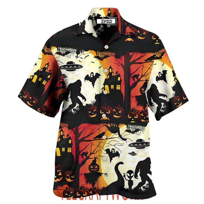 Halloween Ew People Bigfoot UFO Hawaiian Shirt