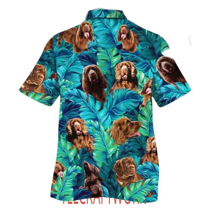Happy Sussex Spaniel Dog Lovers Summer Beach Palm Tree Hawaiian Shirt