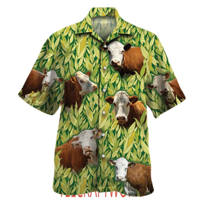 Hereford Cattle Cow Lovers Hawaiian Shirt