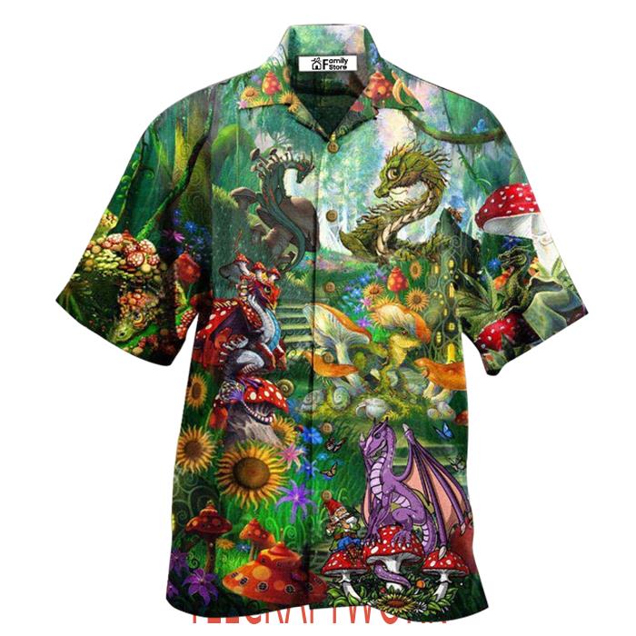 Hippie Magic World Mushrooms Dragon Hawaiian Shirt