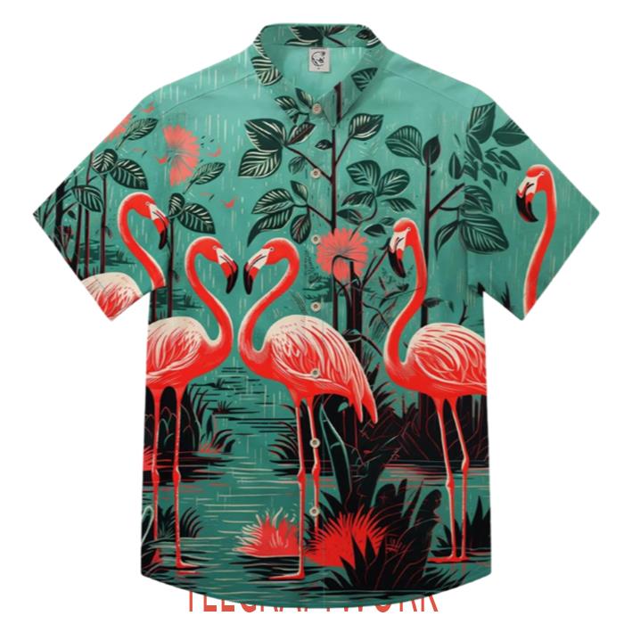 Holiday Couple Of Flamingo Hawaiian Shirt