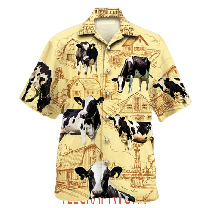 Holstein Friesian Cattle Farm Cow Hawaiian Shirt