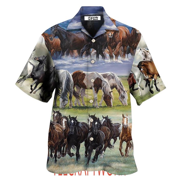 Horse Running Cool Painting Style Hawaiian Shirt