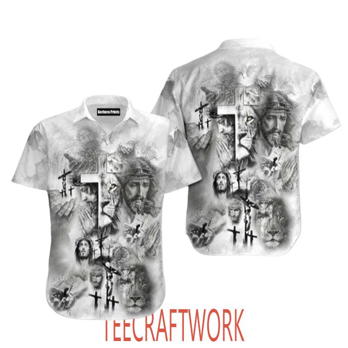 Jesus And Lion White Hawaiian Shirt