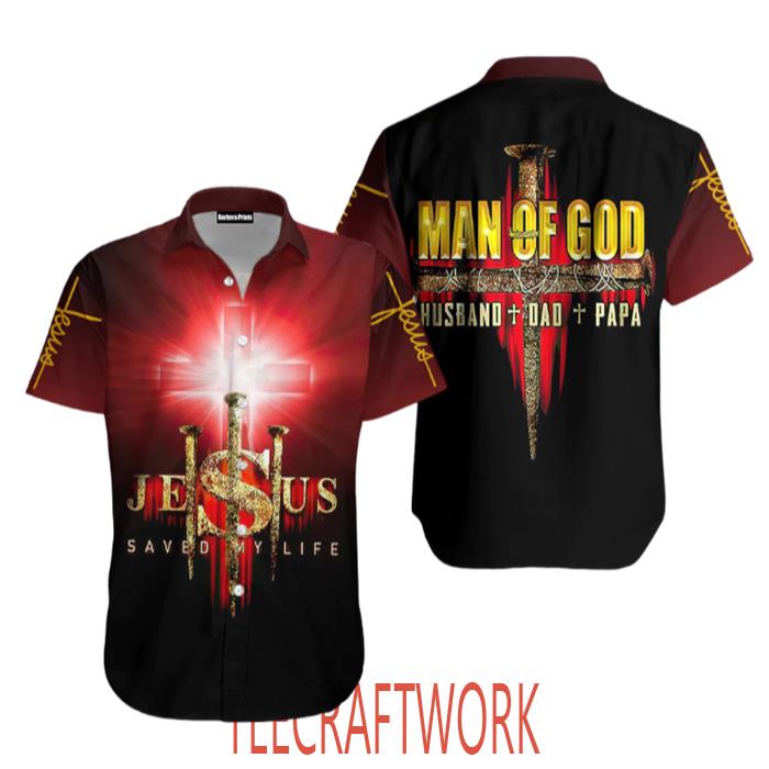 Jesus Man Of God Black And Red Hawaiian Shirt