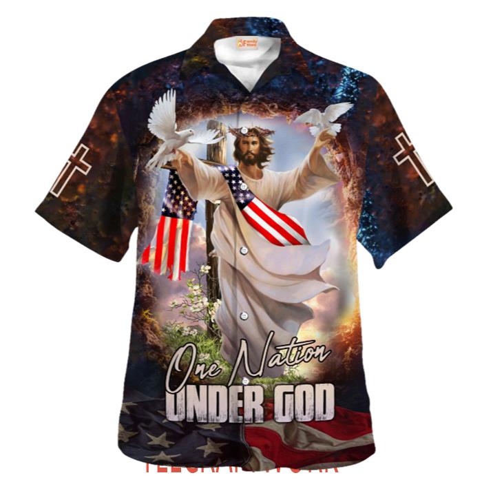 Jesus One Nation Under God Dove Hawaiian Shirt